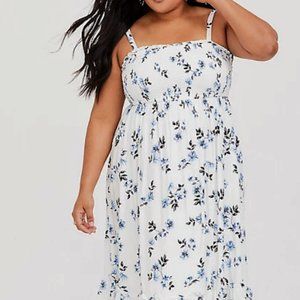 Torrid Ivory Floral Smocked Midi Dress
